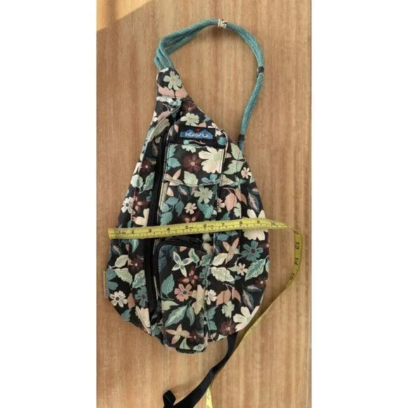 Kavu Floral Crossbody Bag - Teal and Brown - Picture 15 of 15